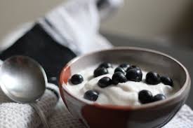 Bowl of yogurt with blueberries